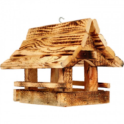 Karmnik dla Ptaków Drewniany Domek Opalany Wiszący