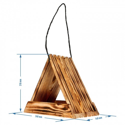 Karmnik dla Ptaków Drewniany Domek Opalany Trójkatny