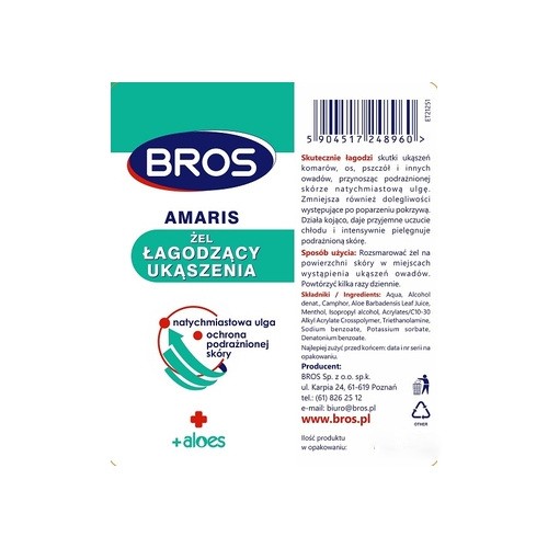 Amaris Żel Łagodzący Ukąszenia Owadów 50ml Bros 