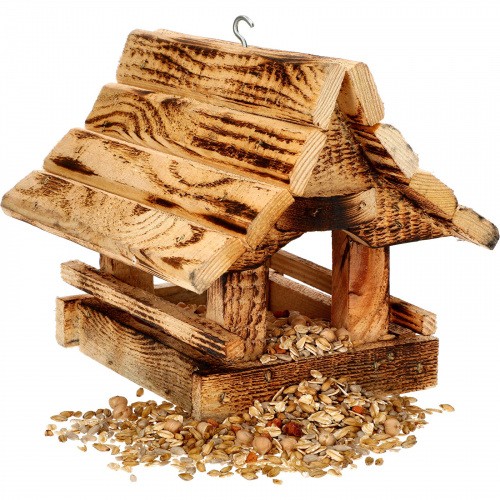 Karmnik dla Ptaków Drewniany Domek Opalany Wiszący