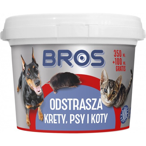 Odstrasza Krety Psy Koty 350ml+100ml Gratis Bros 