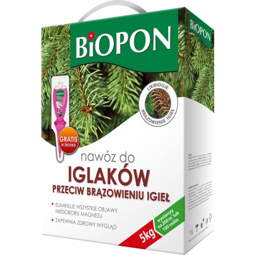 Nawóz Do Iglaków Przeciw Brązowieniu Igieł 5kg Biopon karton