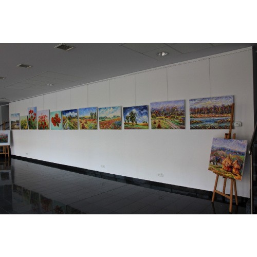 Obraz Olejny Santorini Pejzaż 90x80cm Malowany Szpachelką