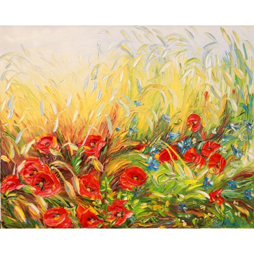 Obraz Olejny Kwiaty, Maki 100x80 Cm 
