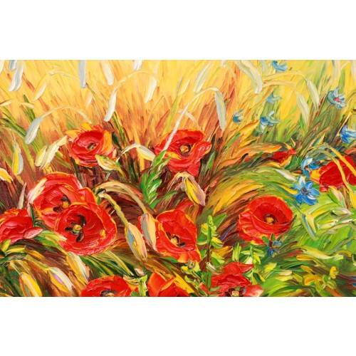 Obraz Olejny Kwiaty, Maki 100x80 Cm 