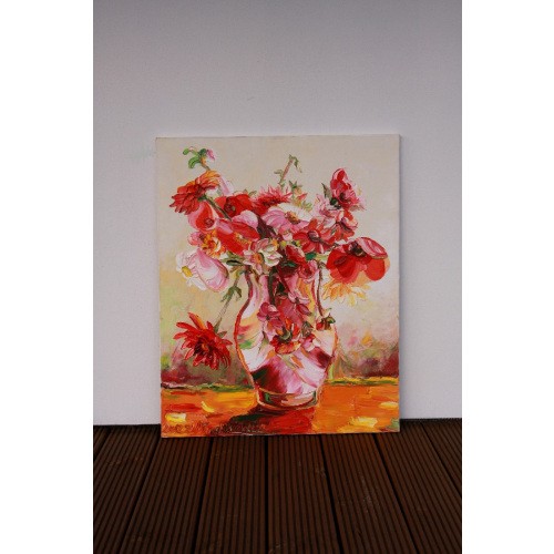 Obraz Olejny Kwiaty 80x65 Cm 