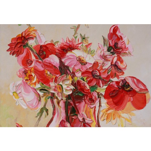 Obraz Olejny Kwiaty 80x65 Cm 