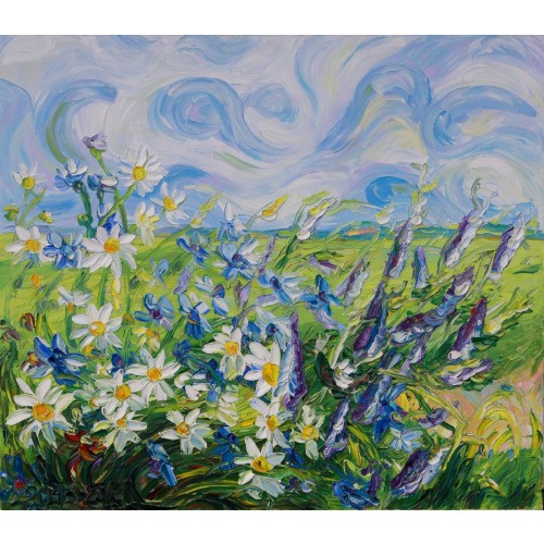Obraz Olejny Kwiaty 80x70 Cm 