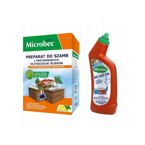  Microbec Bakterie Do Szamba 1kg Cytrynowy + Wc Bio Żel 500ml Bros