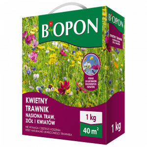 Kwietny Trawnik Nasiona Traw Ziół i Kwiatów 1kg Biopon