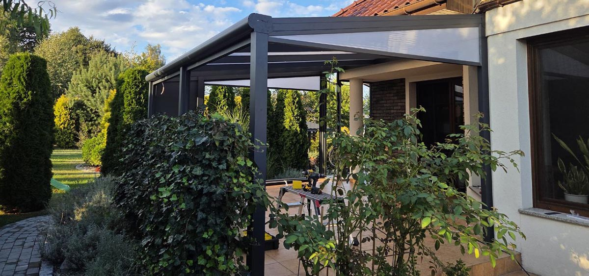 Przyścienna pergola tarasowa Przyścienna pergola tarasowa
