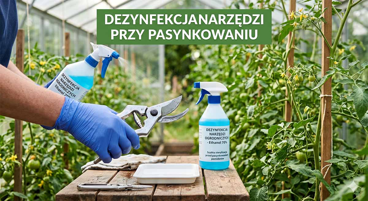 Dezynfekcja sekatora przed cięciem pasynków pomidora