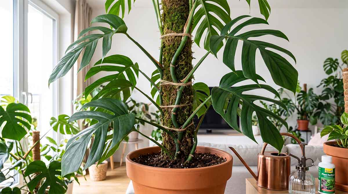 Epipremnum aureum Epipremnum potos pielęgnacja - dojrzała roślina na pnączu
