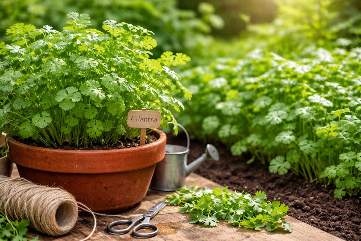 kolendra siewna w doniczce