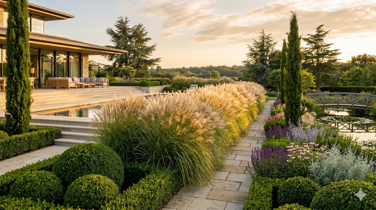 ogród wyglądający drogo