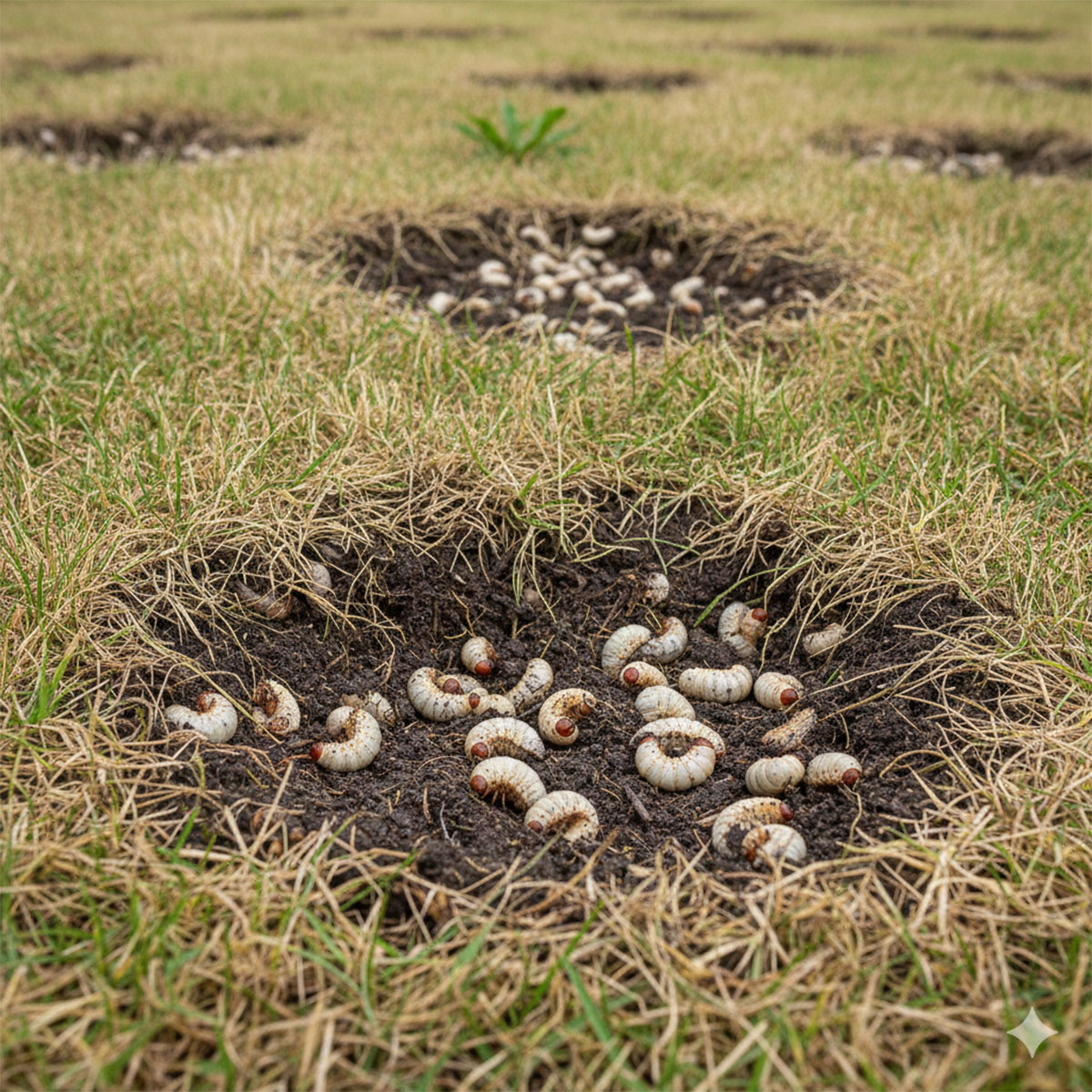 Pędraki w trawniku pedrakiwtrawniku