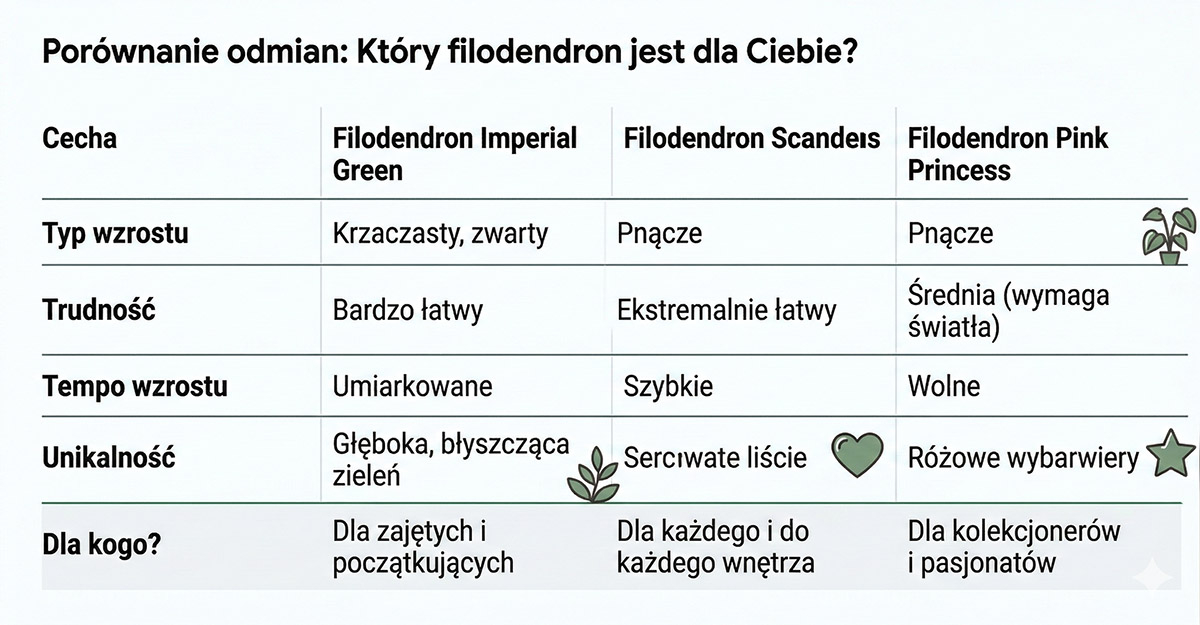 porownanieodmianfilodendronow
