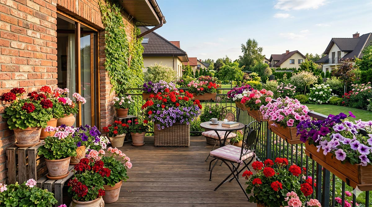 Surfinia i pelargonia na tarasie surfinia pelargonia na tarasie