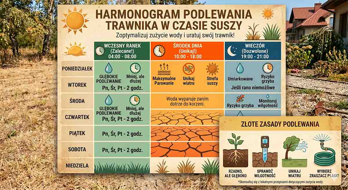 Harmonogram podlewania trawnika w czasie suszy