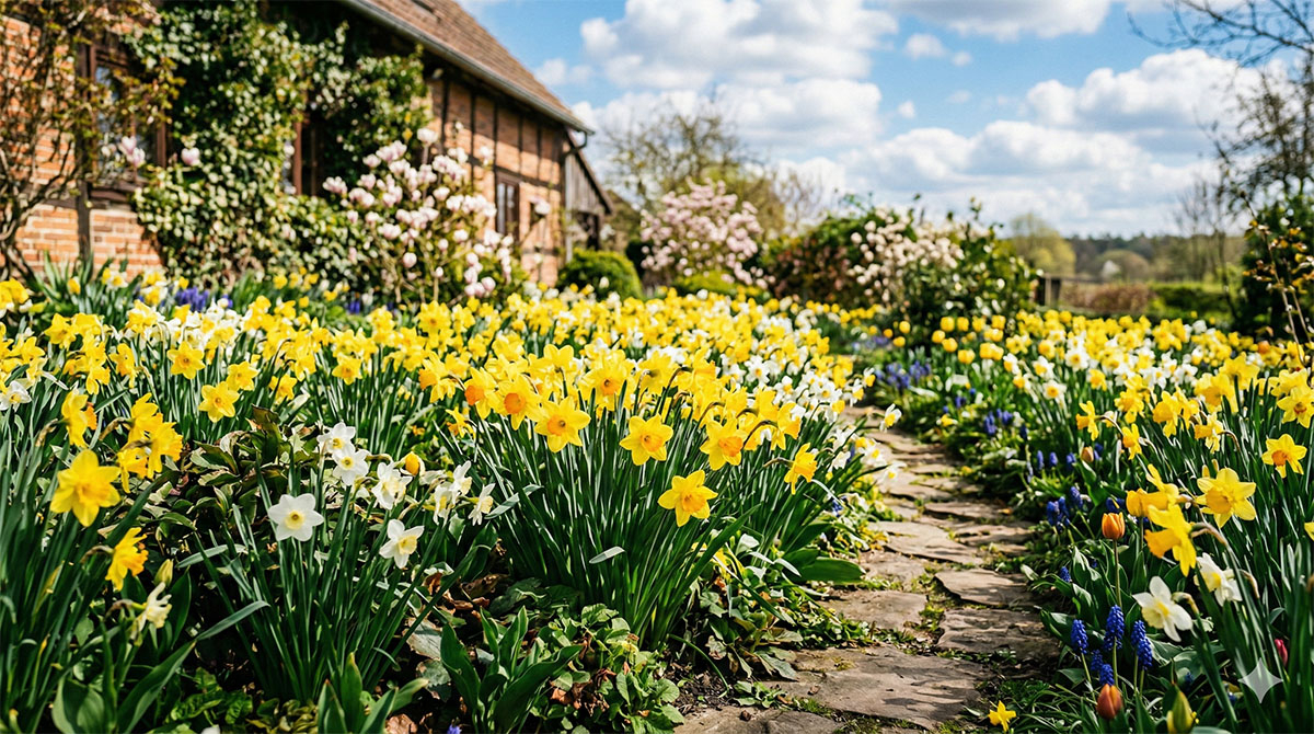 zonkile narcyzy w ogrodzie